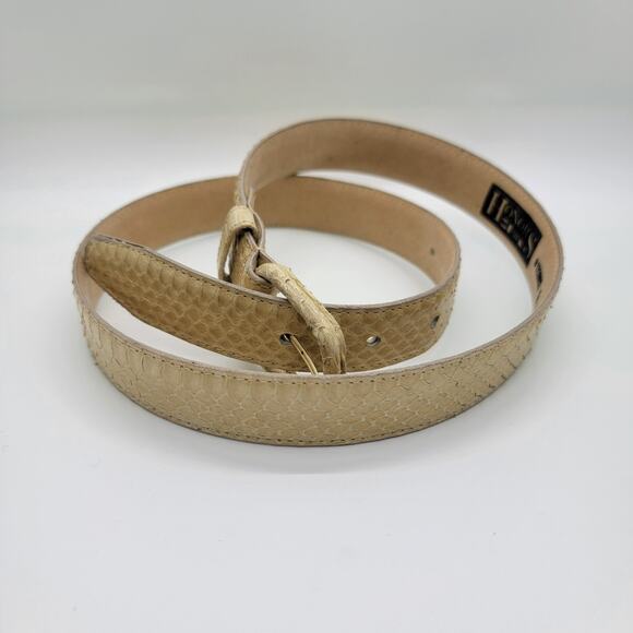 Vintage Honors Genuine Snakeskin Belt 34” Ivory Velvet Back Gold Taiwan R.O.C. - Picture 13 of 14